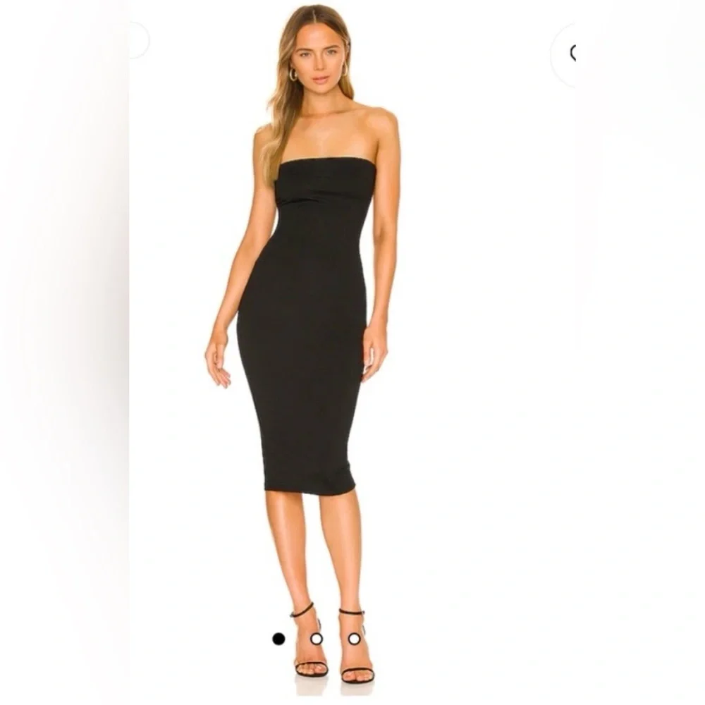 Superdown Strapless Bodycon Midi Dress Black XS - Picture 1 of 6